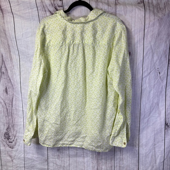Charter Club Luxury Linen Patterned Long Sleeve Button Up Blouse XL - Picture 6 of 7